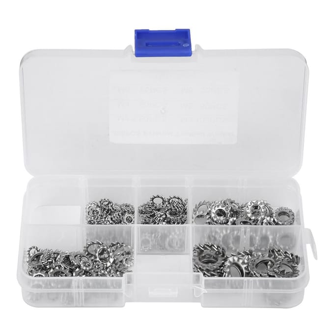 300 pièces 304 Acier Inoxydable Rondelle Frein Dentée Rondelles Dentées Externes Set