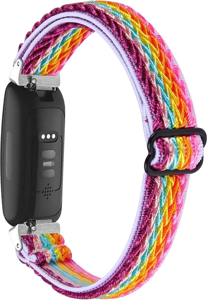 By Qubix - Compatible Fitbit bandje - Geschikt voor fitbit Inspire 3 - Elastische solo loop nylon bandje - Multicolor
