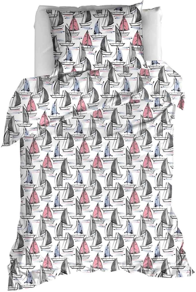 Moodit Dekbedovertrek Odil Regatta Mix - 140 x 200/220 + 60 x 70 cm - Wit - Katoen