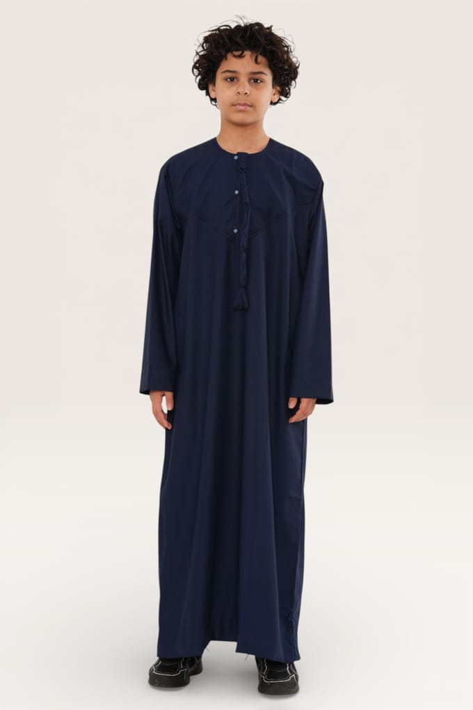 Kinderen jongens Marine Eid Marokkaanse Jubba Robe Djellaba Ramadan Eid Thobe LFS- K-HM11