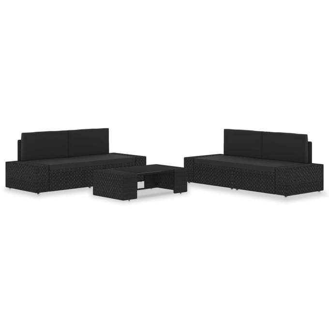 vidaXL - 5-delige - Loungeset - poly - rattan - zwart