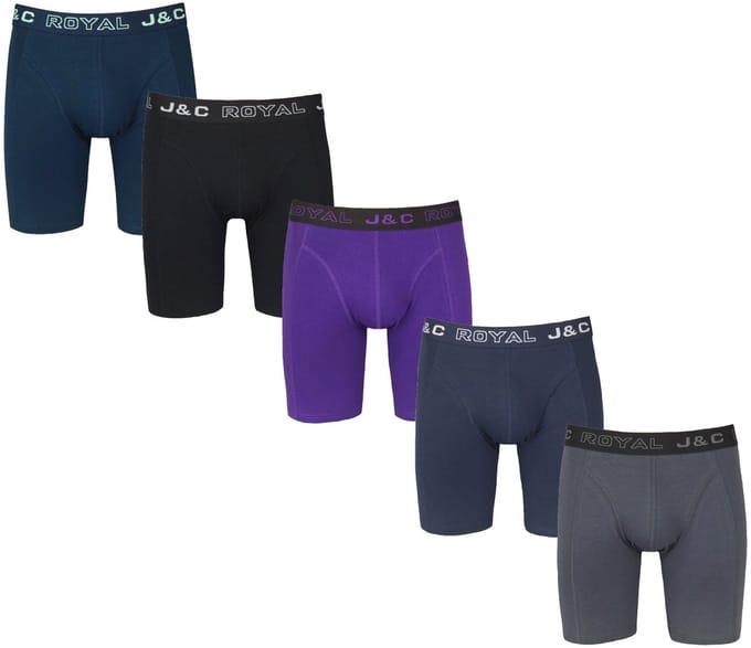 5-PACK LUXE EN ELASTISCHE HERENBOXERSHORT MET LANGE PIJPEN J&C - maat M