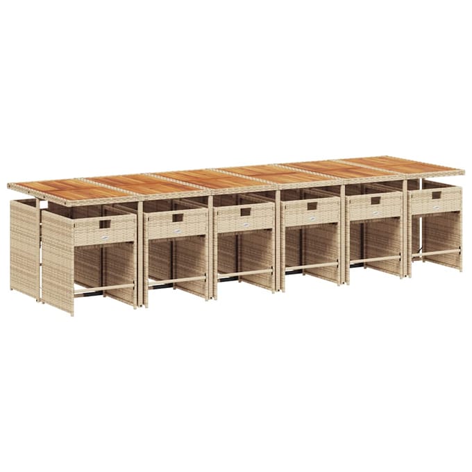 vidaXL - 13-delige - Tuinset - met - kussens - poly - rattan - beige