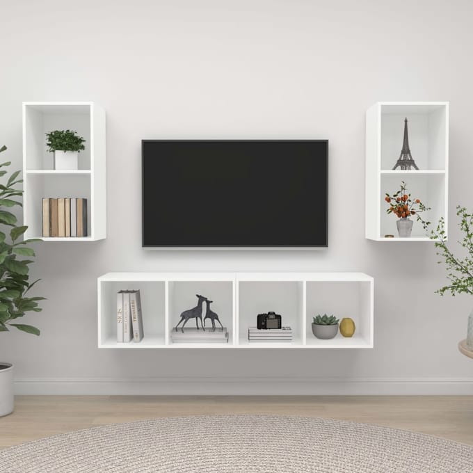 vidaXL - Tv-wandmeubelen - 4 - st - bewerkt - hout - wit