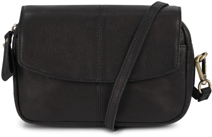 Bag2Bag Kleine Compacte Leren Schoudertas / Crossbody tas Melfort Black