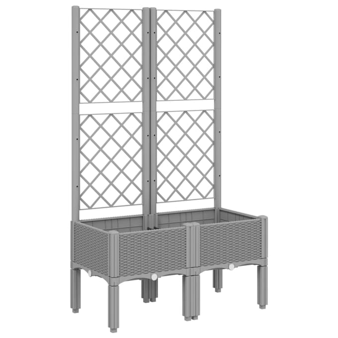 vidaXL - Plantenbak - met - latwerk - 80x40x142 - cm - polypropeen - lichtgrijs