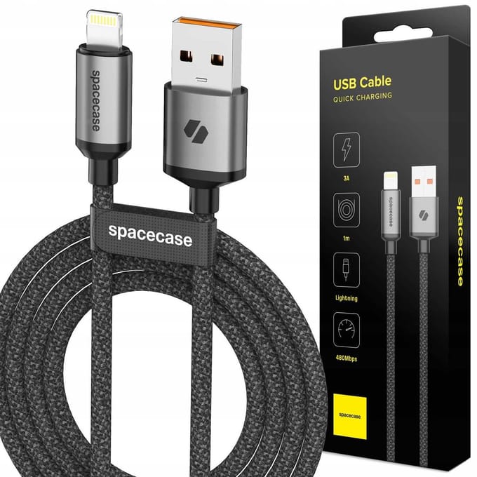 Spacecase Usb-C-Kabel Voor Lightning 1M 3A Voor Iphone 11 12 13 14