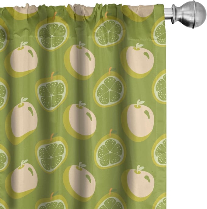 ABAKUHAUS Fruit Gordijnen – 2x75x245 cm – Microvezel – Halfdonker – Geel Appel