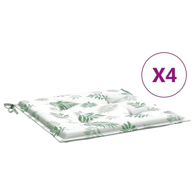 vidaXL - Stoelkussens - 4 - st - bladpatroon - 40x40x3 - cm - stof