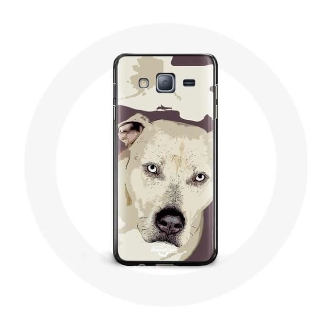 Coque pour Samsung Galaxy J3 Chien de Pitbull Blanc