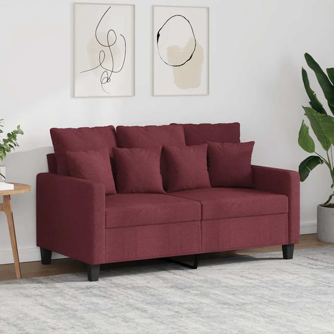 vidaXL - Tweezitsbank - 120 - cm - stof - wijnrood