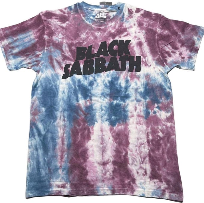 Black Sabbath - Wavy Logo Heren T-shirt - M - Blauw/Rood