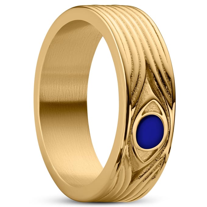 Evil Eye | 7 mm Goudkleurige Roestvrijstalen Ring
