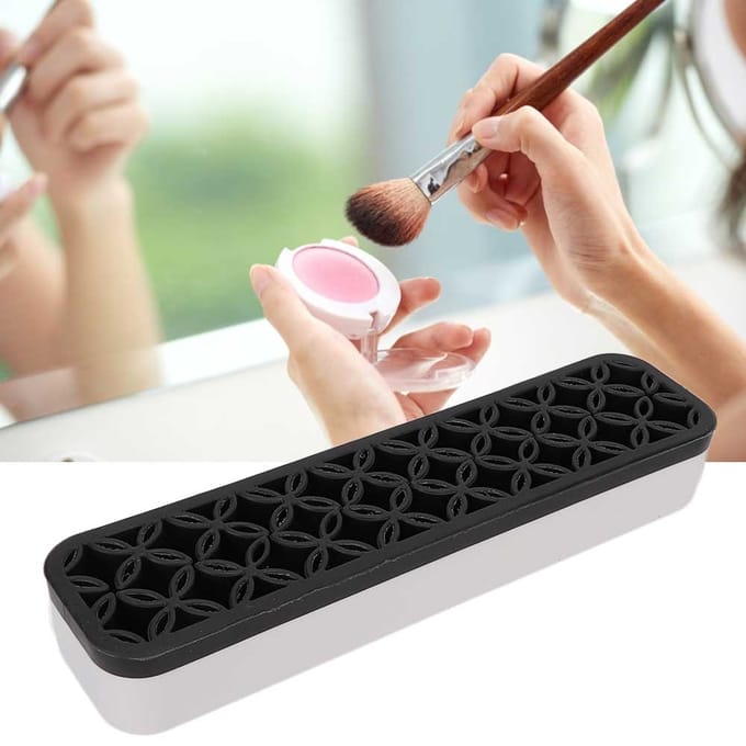 Draagbare Make-up Kwast Nagellak Pen Tool Opbergdoos Stand Make-up Container Houder Zwart blauw