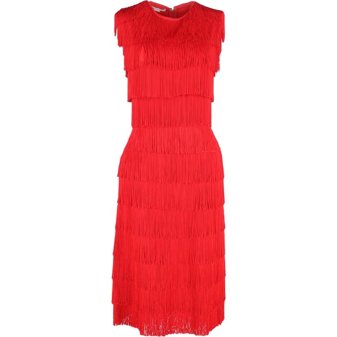 Stella McCartney Emma midi-jurk met franjes in rood polyester