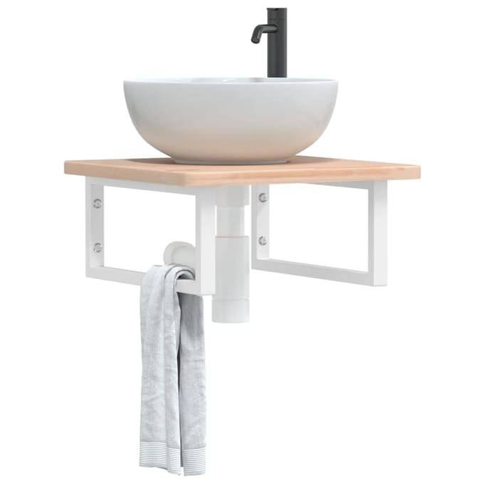 vidaXL - Badkamer - wandschap - staal - en - massief - eikenhout
