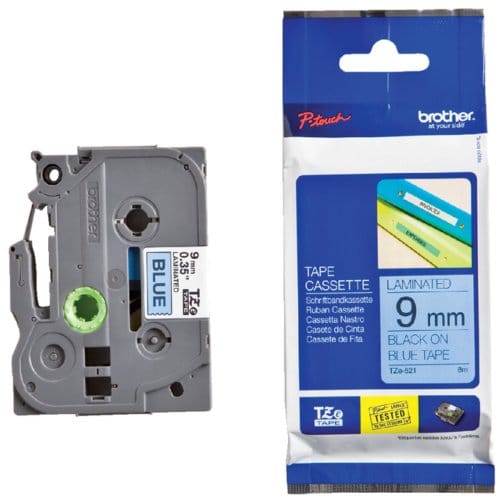Laminated Tape for Labelling Machines Brother 9 mm x 8 m Black Blue