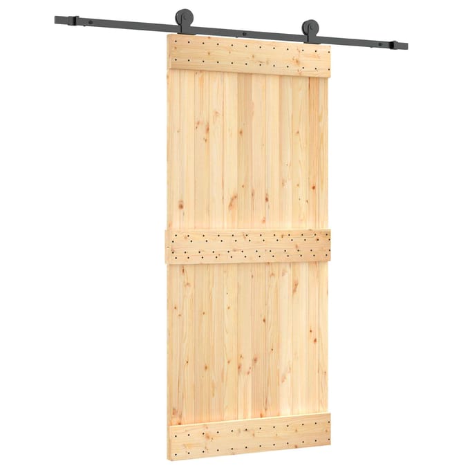 vidaXL - Schuifdeur - 90 - x - 210 - cm - Massief - Pine - Hout - (Onbehandeld)