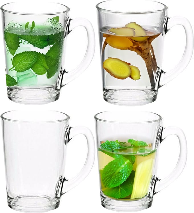 Theeglazen/bekers basic 4 stuks 320 ml - glazen theebekers