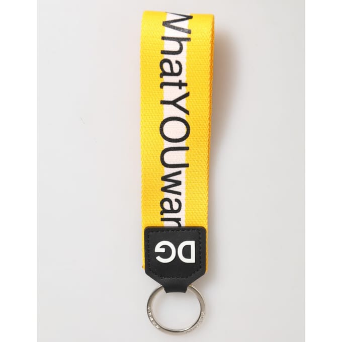 Dolce & Gabbana Geel Logo Polyester Zilver Messing Houder Sleutelhanger Sleutelhanger