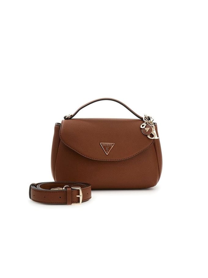 GUESS schoudertas handtas Evie Top Handle Flap Bag Cognac bruine
