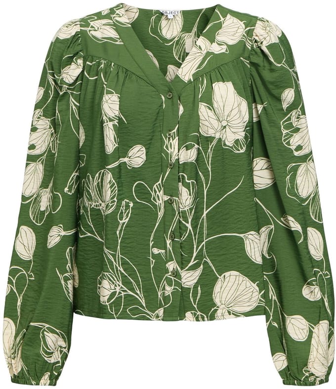 Object Objjacira L/s Re V-neck Top Noos Dames - Topjes - Groen - Maat 40