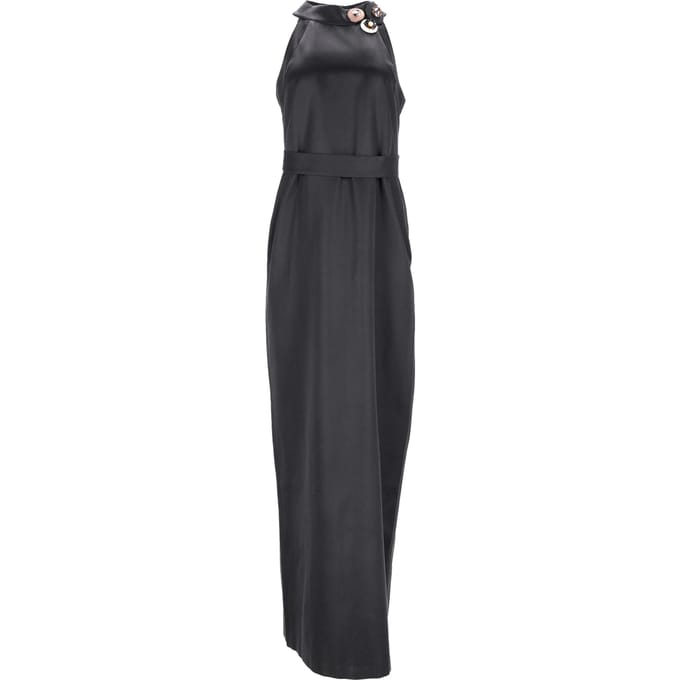 Emilio Pucci Maxi-jurk met halternek en versieringen in zwarte zijde