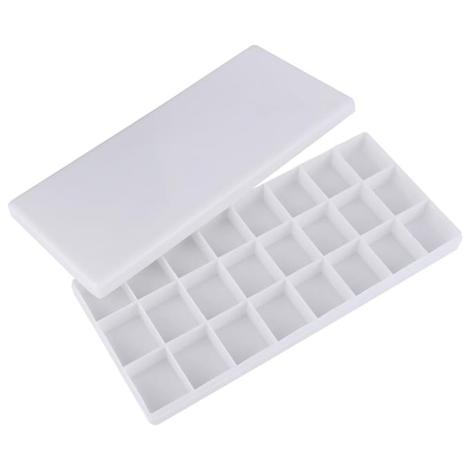 Witte plastic aquarelverf mengpalet met 24 compartimenten yellow