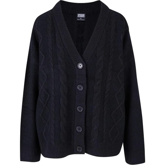 Urban Classics - Cable Knit Cardigan - 3XL - Zwart
