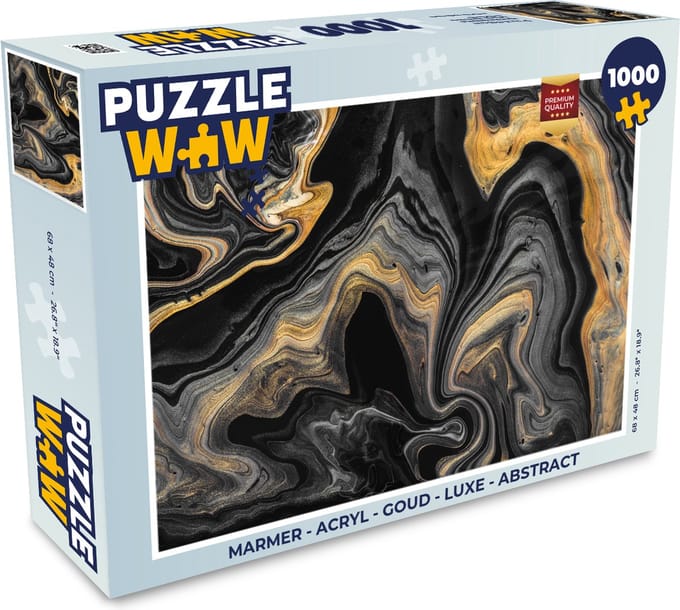 Puzzel Marmer - Acryl - Goud - Luxe - Abstract - Legpuzzel - Puzzel 1000 stukjes volwassenen
