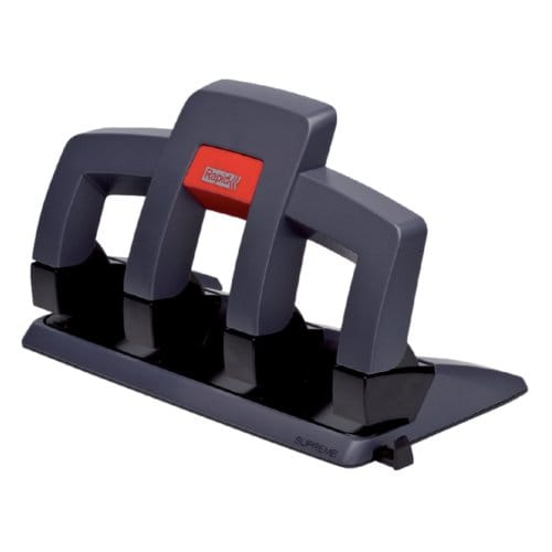 Rapid Supreme Press Less 4-gaats Perforator SP34 - Perforeeert Tot 30  Vel - Voor Mappen En Ringbanden - Zwart/Grijs