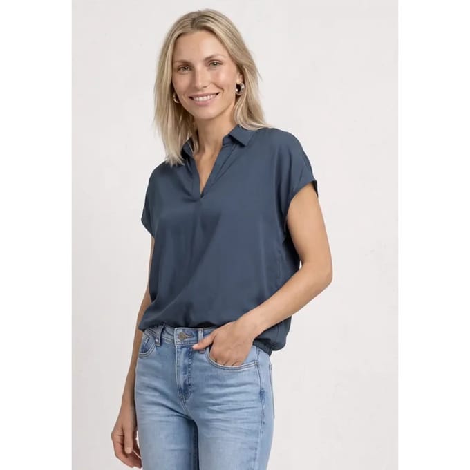 Blouseshirt met overhemdkraag en elastische zoom
