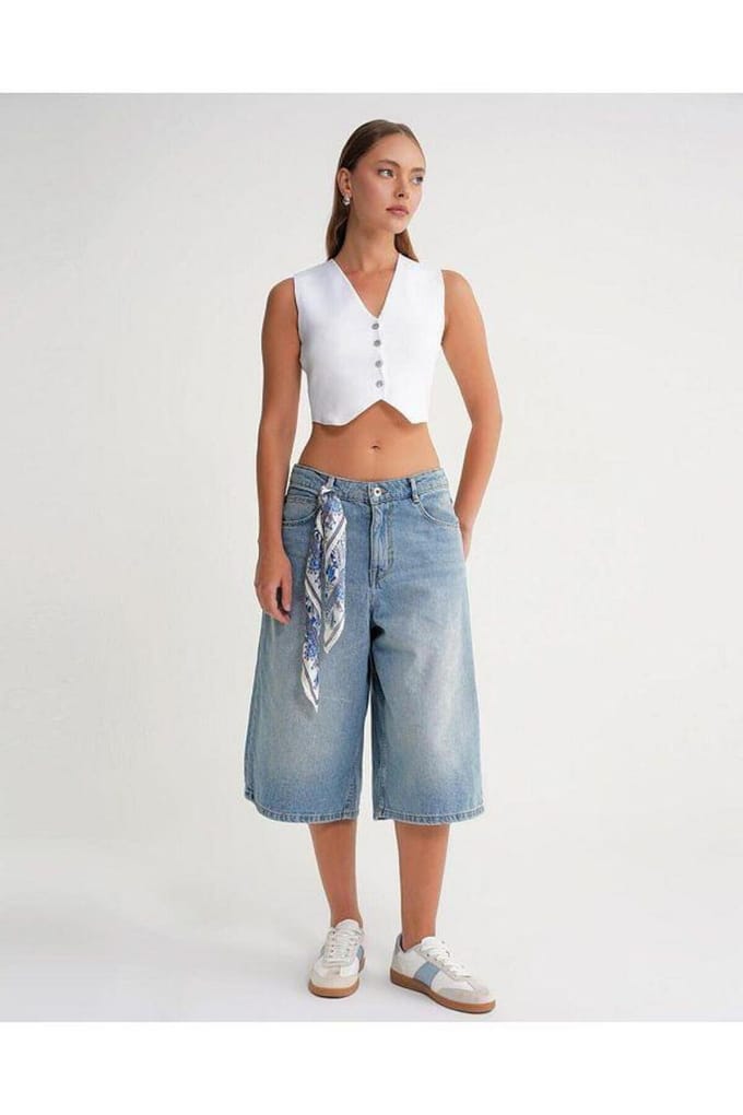 V-hals Knopjes Crop Vest