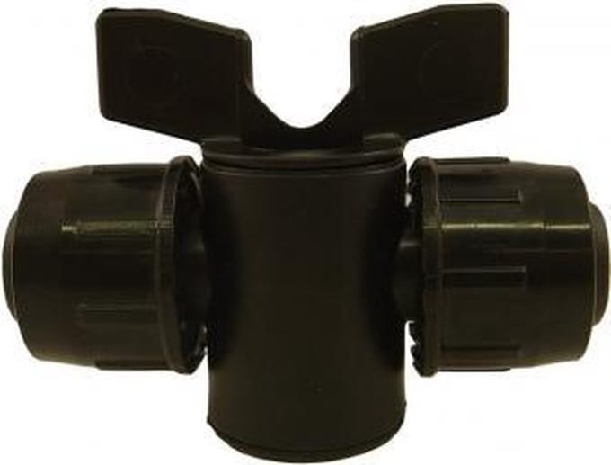 PE Easy Vlinderkraan - 2x 25mm PE - kleur zwart - PE koppeling - Irritec made in Italy