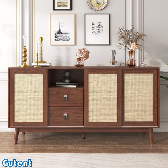 Gutent Dressoir - Met 3 Deuren - 2 Laden - 155x38x80 cm - Ademend - Bruin