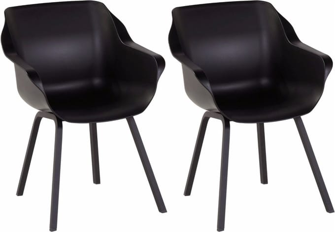 Hartman Sophie armchair tuinstoel met armleuning - Zwart - set van 2 - zwart element onderstel