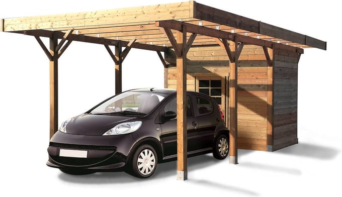 Solid Carport Met Berging 306x606x250cm
