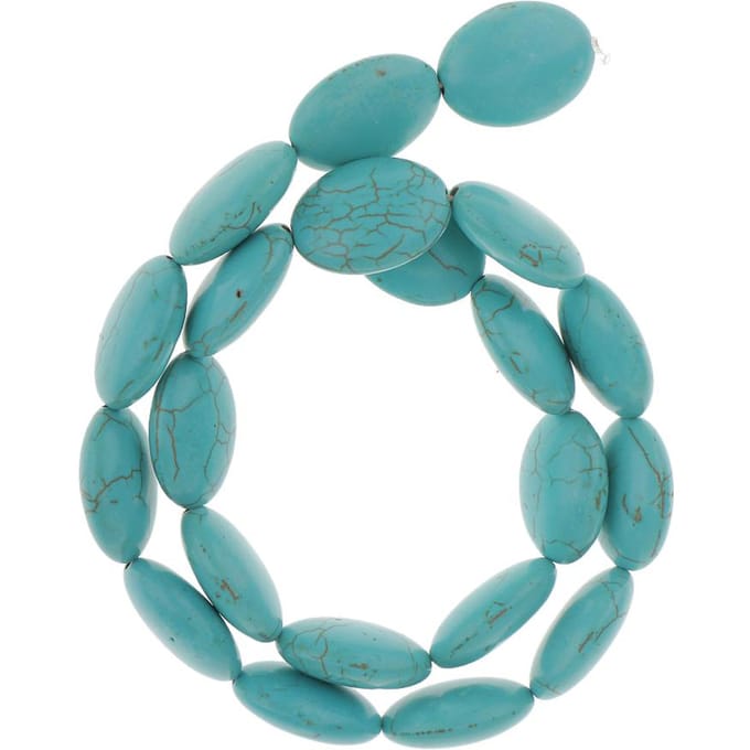Turquoise platte ovale edelsteen losse stenen kralen 15,7 inch blue