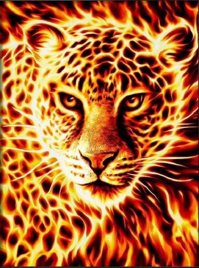 DIAMOND PAINTING FIRE LEOPARD AZ-1849