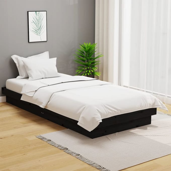 vidaXL - Bedframe - massief - hout - zwart - 100x200 - cm