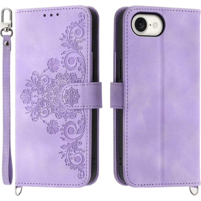 Comfycase Apple iPhone 16e/17e Zacht Boek Hoesje met Gravure Paars