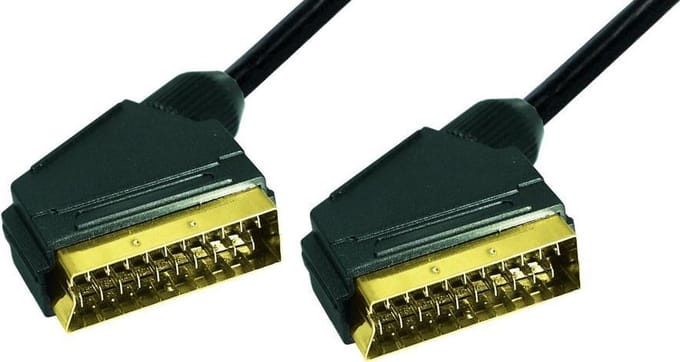 21-pins Scart kabel - verguld / zwart - 3 meter