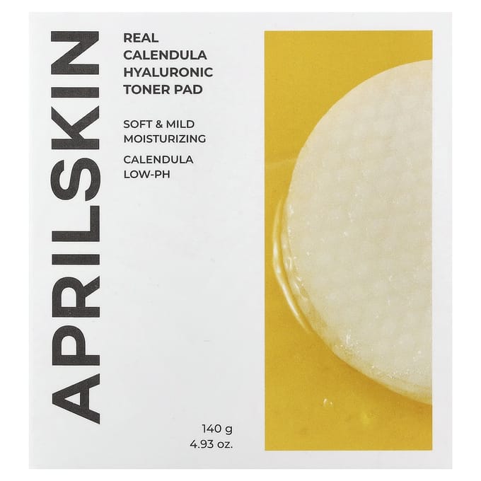 April Skin, Real Calendula Hyaluronic Toner Pads, 190g (4.93oz) yellow
