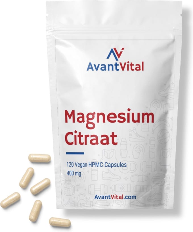 Magnesium Citraat - 400 mg - 120 Vegan Capsules - AvantVital - Voedingssupplementen