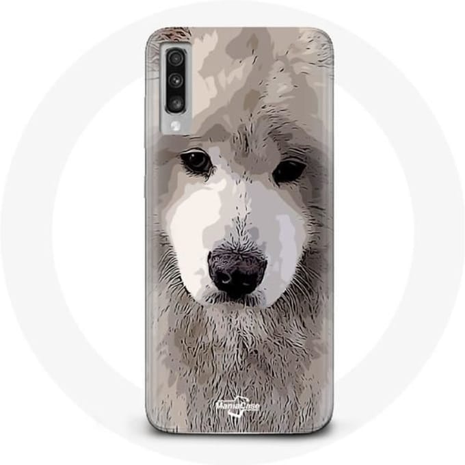 Case voor Samsung Galaxy A70 Samojeed grijze hondenras grijs