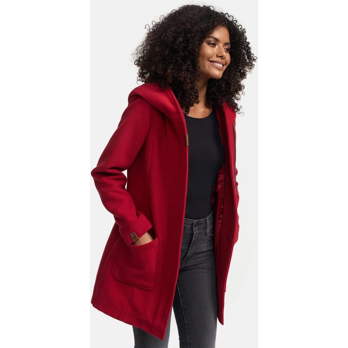Marikoo dames wintermantel met capuchon en getailleerd model