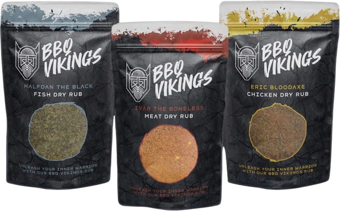 BBQ Vikings - 3 pack BBQ Rubs - Chicken + Fish + Meat Dry Rub - 3 x 180 gram!