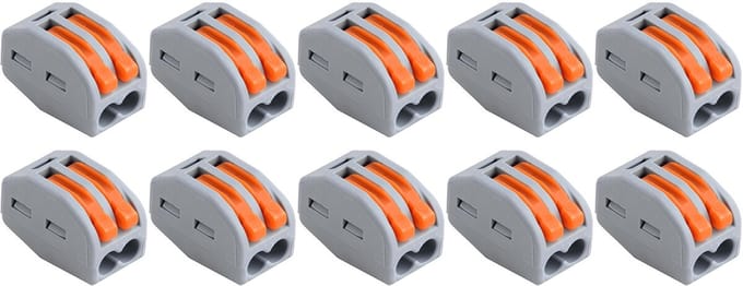 Lasklem Set 10 Stuks - 2 Polig met Klemmetjes - Grijs/Oranje