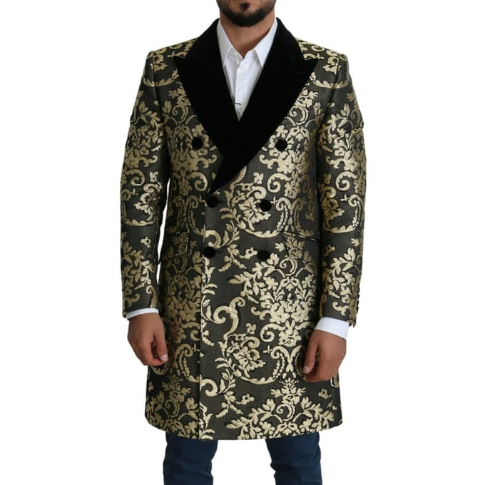 Brocade Dubbelzijdige Jas Goud en Zwart