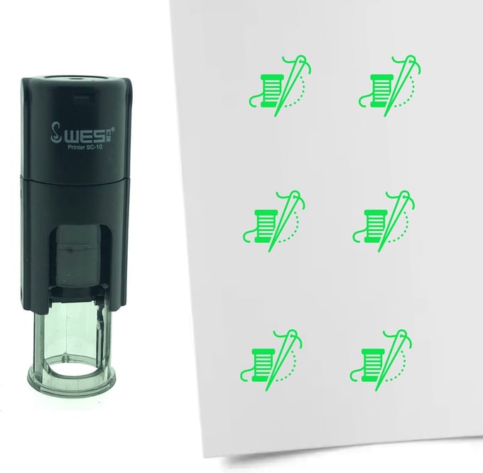 CombiCraft Stempel Naald en Draad 10mm rond - Groene inkt